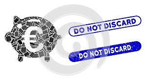 Rectangle Mosaic Euro Piggy Bank with Distress Do Not Discard Seals
