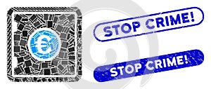 Rectangle Mosaic Euro Safe with Distress Stop Crime! Stamps