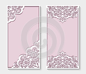 Rectangle panels with cutout lace pattern photo