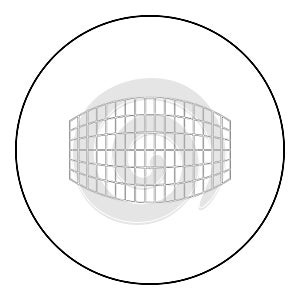 Rectangle in projection grid checkered icon in circle round black color vector illustration image outline contour line thin style