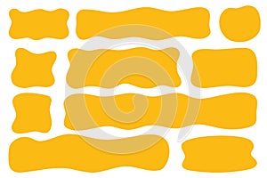 Rectangle shapes. Organic textbox frame. Vector square hand drawn blobs. Abstract doodle cute organic bubbles. Irregular