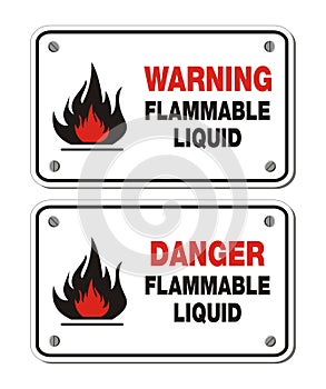 Rectangle signs - warning and danger flammable liquid