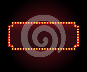 Rectangle vector theater sign frame with lights