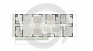 Rectangular architectural floor plan showcasing a spacious open-