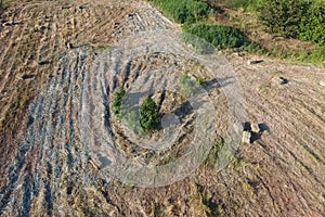 Rectangular bales of hay on the field. Hay