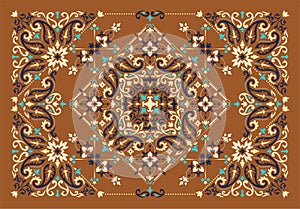 Rectangular Bandana Print vector design for rug, carpet, tapis, shawl, towel, textile, yoga mat. Neck scarf or kerchief pattern photo