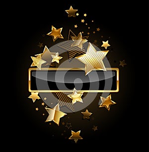 Rectangular banner with gold stars