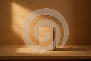 Rectangular Beige Box on Display Surface with Diagonal Light and Shadow container product