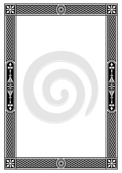 Rectangular black and white ornate framework.