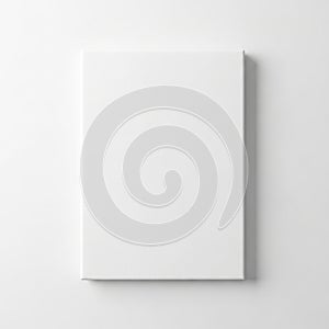 A rectangular blank white canvas is placed vertically against a white background. The