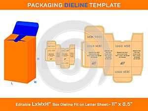 Rectangular Box, book Gift Box, reverse tuck end box Dieline Template SVG, EPS, PDF, Ai, PNG, JPEG file