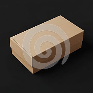 Rectangular cardboard box with a fitted lid, set against a black background