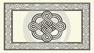 Rectangular Celtic Knot Frame, Timeless Interwoven Design, vector design Generative AI