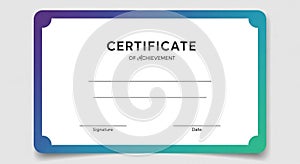 A rectangular certificate features a white background with a decorative border in