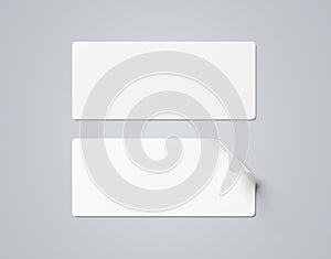 Rectangular curled sticker mockup isolated on grey 3D rendering