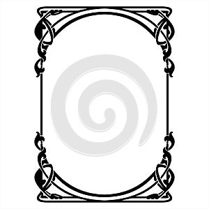 Rectangular decorative frame with art Nouveau ornament