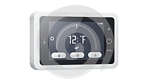 Rectangular digital thermostat with a modern design features a black and white color