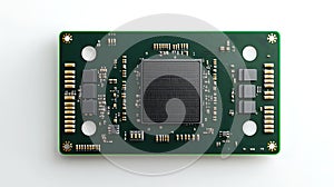 Rectangular Electronic Circuit Board with Central Chip