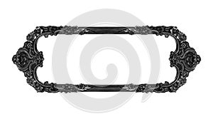 Rectangular empty wooden black and white silver gilded ornamental frame