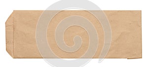 Rectangular envelope made of brown kraft paper on a white isolated background