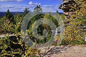 Rectangular fragments of a stone plateau in the town of Kamenny Gorod