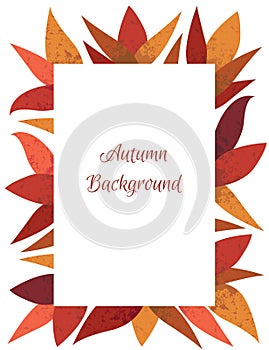 Rectangular frame of autumn leaves with texture.