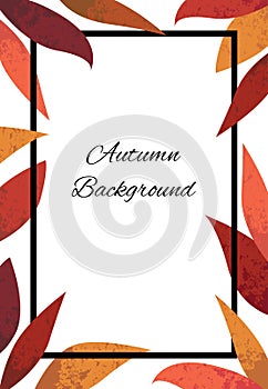 Rectangular frame of autumn leaves with texture.