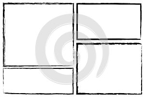 Rectangular frame or border drawn by brush. Hand scratched area with pencil or pen. Grunge image