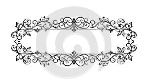 Rectangular Frame with Ornate Floral Scrollwork Border, vector design Generative AI