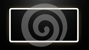 Illuminated Rectangular Frame with Rounded Corners on Black Background rectangle glowing