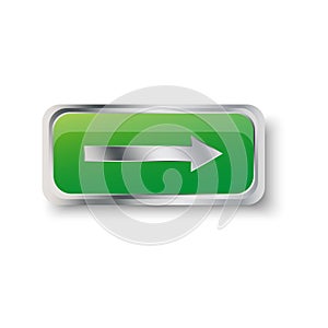 Rectangular green arrow button for web design. Vector illustration.