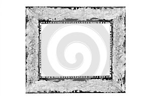 Rectangular grunge gray wooden photo frame border modern textured isolated
