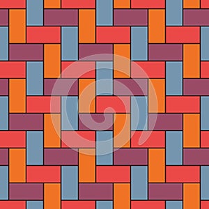 Rectangular interlocking blocks wallpaper. Parquet background. Seamless surface pattern design with repeated rectangles.
