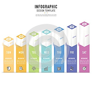 Rectangular isometric weekly timeline infographic for business presentation