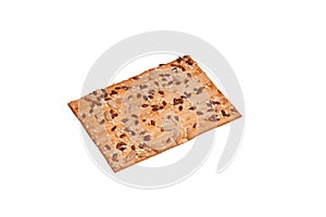 rectangular loaf with sunflower and sesame seeds isolated on white background