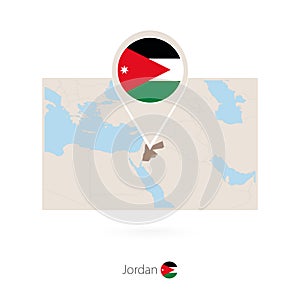 Rectangular map of Jordan with pin icon of Jordan