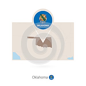 Rectangular map of US state Oklahoma with pin icon of Oklahoma