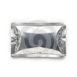 A rectangular metallic object with a reflective surface and rounded edges