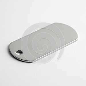 Rectangular metallic tag with rounded edges,