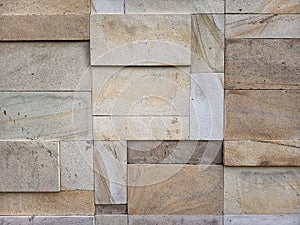 Rectangular natural rock wall tile texture for 3D rendering material and background. photo