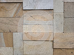 Rectangular natural rock wall tile texture for 3D rendering material and background. photo