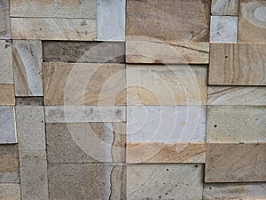 Rectangular natural rock wall tile texture for 3D rendering material and background. photo