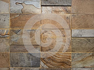 Rectangular natural rock wall tile texture for 3D rendering material and background. photo