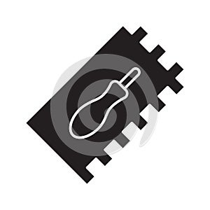Rectangular notched trowel glyph icon