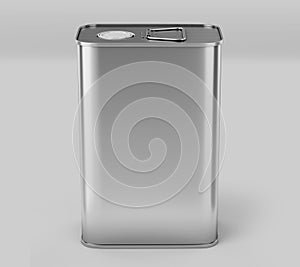 Rectangular Olive Oil Tin Can Mockup, Silver Liquid Container, 3d Rendered isolated on light background