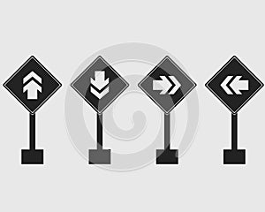 Rectangular One way street sign icon on gray Background.