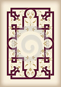 Rectangular ornate framework. Decorative floral corners.