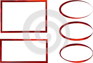 dark bright red abstract borders frames set