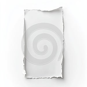 Rectangular Piece of Torn White Paper on a Light Background