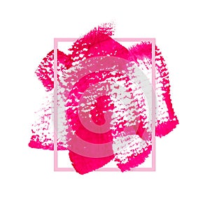 Rectangular pitk frame with bright textured brush strokes on white